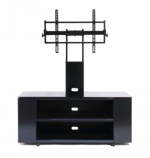 TransDeco TV Stand with Mount Glass Shelves Video Console NEW 